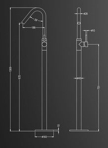 סוללה לאמבטיה מהרצפה בעיצוב מודרני פיה מסתובבת ניקל מבריק 3201 סיוון אופיר