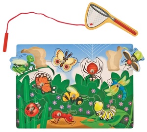 פאזל מגנטי עם חכה מעץ מלא 10 חלקים - עולם החרקים