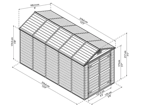 מחסן גינה Skylight אפור 1.9x3.8 מק