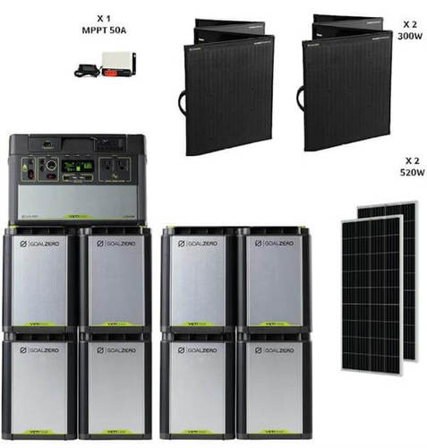 מערכת סולארית היברידית - קיבולת 11.5Kwh - הספק 2Kw- סולארי 1600W יצרן GOALZERO