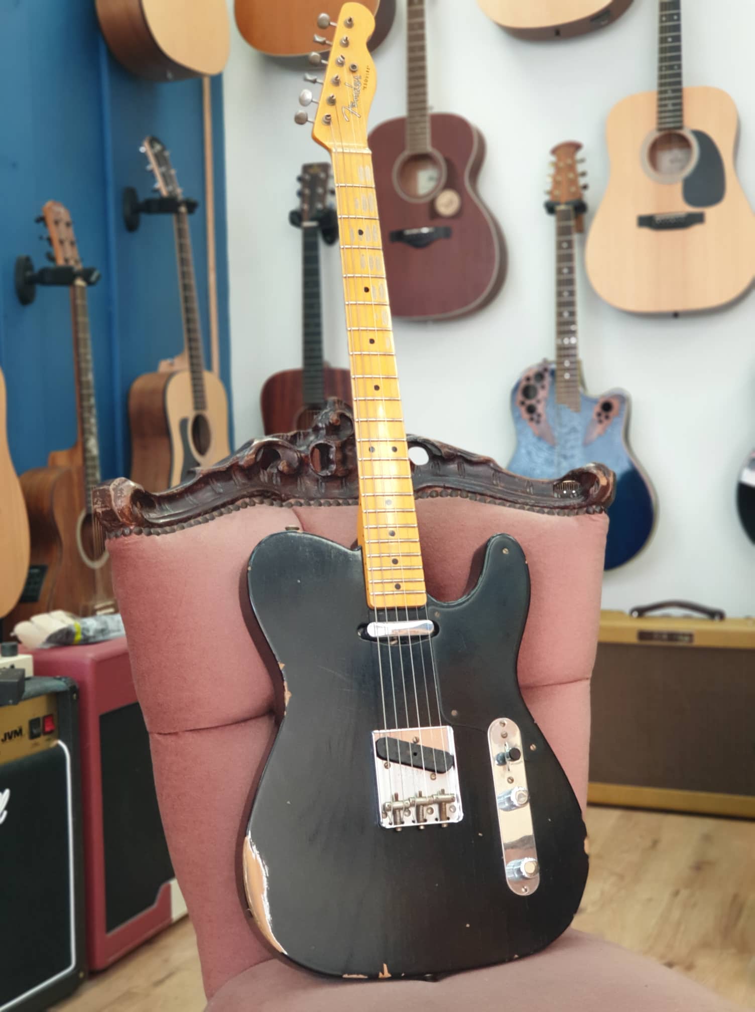 Fender Custom Shop Telecaster Roasted Pine Double Esquire Relic Aged Black Limited Edition 2021