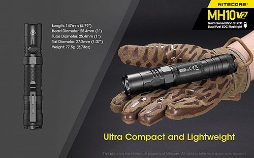 פנס יד נטען 1200 לומן MH10V2 NITECORE