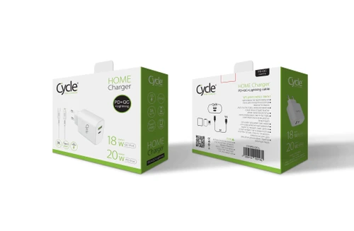מטען מהיר Cycle-QC3.0 20W כולל כבל כבל אייפון Lightning