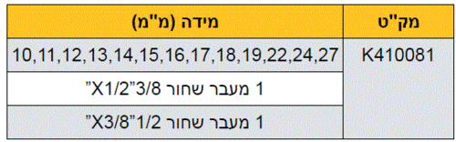 סט 15 בוקסות שחורות עמוקות 10-27 הינע KASCO 1/2