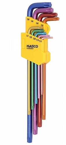 סט 9 מפתחות TORX צבעוני במחזיק מבית KASCO