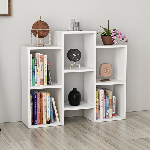 כוורת ספריה מעוצבת עם 6 תאים גוון לבן מט דגם Tudo Design FLEET WHITE