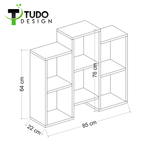 כוורת ספריה מעוצבת עם 6 תאים גוון לבן מט דגם Tudo Design FLEET WHITE