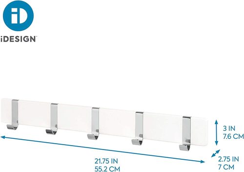  מתלה קיר 5 ווים לבן/כרום JACKSON Wall Mount Storage