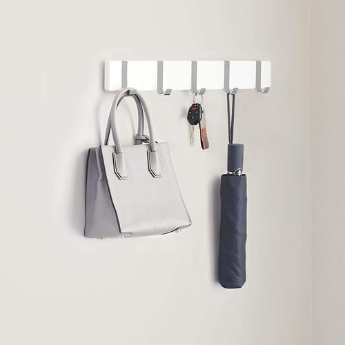  מתלה קיר 5 ווים לבן/כרום JACKSON Wall Mount Storage