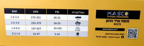 מנפח אוויר  150 דיגיטלי גדול נטען PSI קשקו