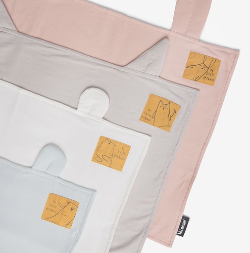 ציפית עם אזניים לכרית תינוק / פעוט 100% כותנה ג'רסי - שמנת רקום