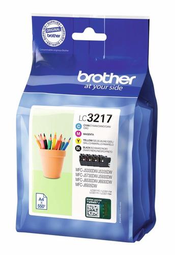 סט 4 ראשי דיו מקוריים Brother LC-3217 בראדר (550 דף בכל צבע)