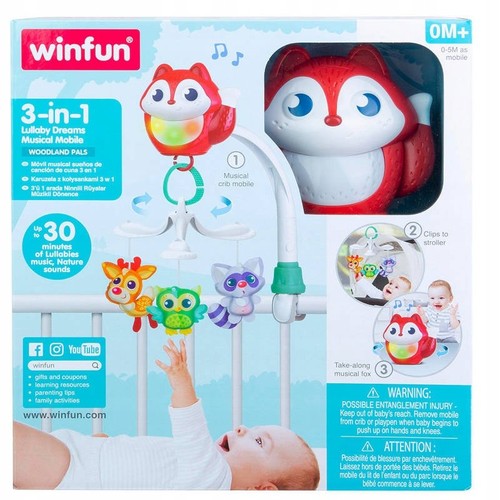 מובייל חשמלי לתינוק מנגן ומרגיע 3 ב 1 למיטה / עריסה / עגלה - סנאי