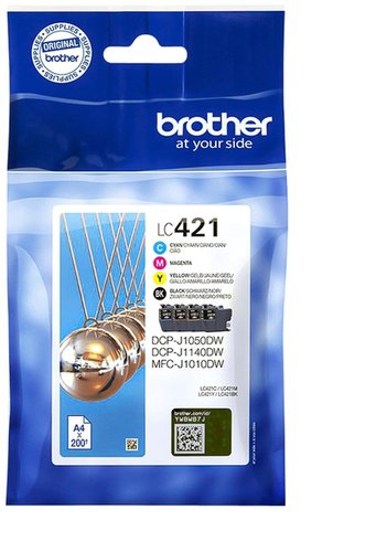 סט 4 ראשי דיו מקוריים Brother LC-421 בראדר (200 דף כל אחד)