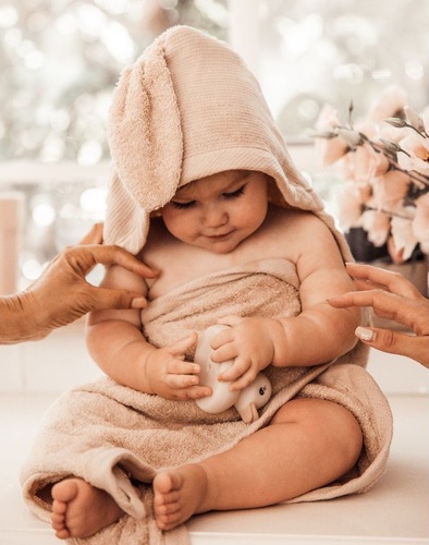 מגבת רחצה קפוצ'ון עם אוזניים 100% כותנה - חול