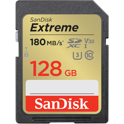 כרטיס זיכרון sandisk extreme sd 128gb 180mb/s