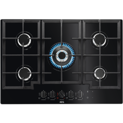 ‏כיריים גז 5 להבות זכוכית AEG HKB75540NB א.א.ג.