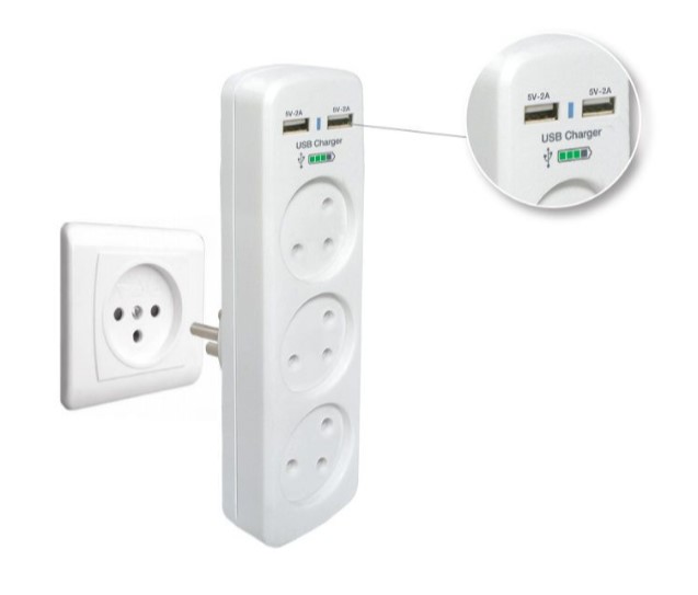 מטען USB + מפצל T3 אנכי