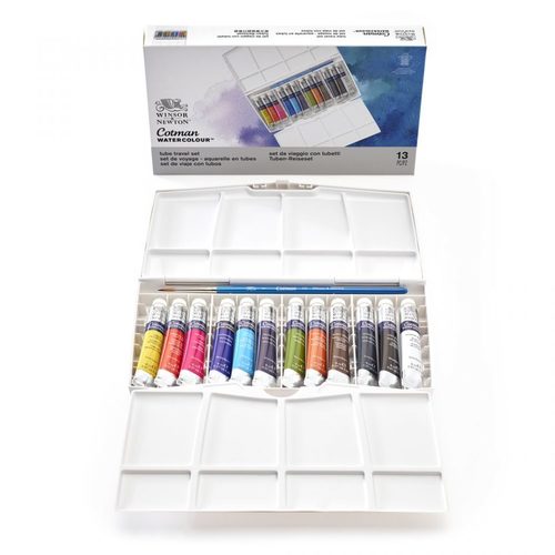 סט 12 צבעי מים בטיובות +מכחול Cotman Water Colour