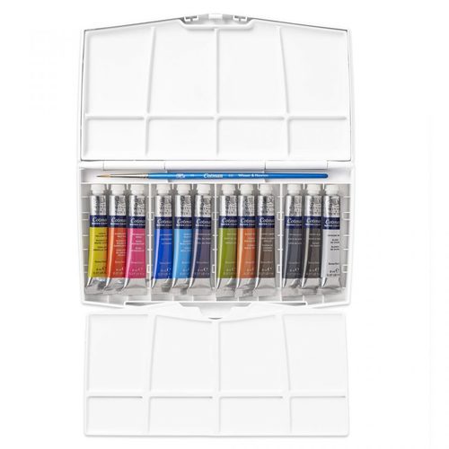 סט 12 צבעי מים בטיובות +מכחול Cotman Water Colour