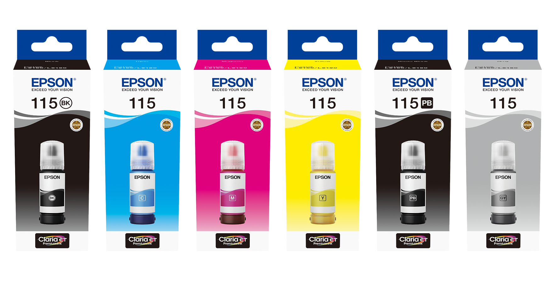 סט 6 בקבוקי דיו מקוריים 115 Epson EcoTank