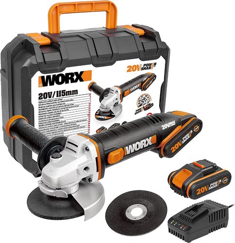 משחזת זווית נטענת 20V 4.5 עם 2 סוללות WORX