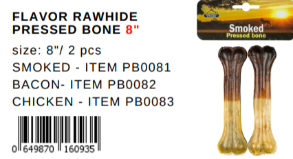 נייטיב ווי עצם דחוסה חצי מעושנת 8 אינץ' - Native Rawhide Pressed Bone 
