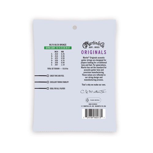 סט מיתרים 010 לגיטרה אקוסטית Martin Originals M170