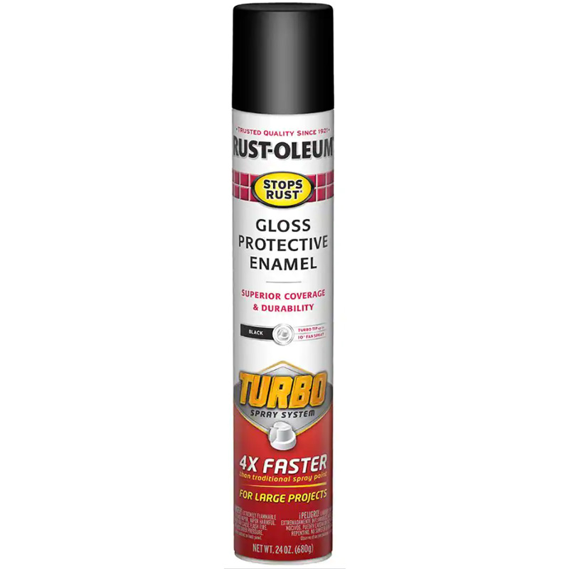 ספריי צבע שחור מבריק 2X טורבו 680 גרם Rust-Oleum Turbo