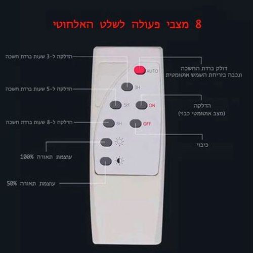 פרוז'קטור סולארי 25 וואט | זרקור לד סולארי 25W עם שלט גוון לבן קר