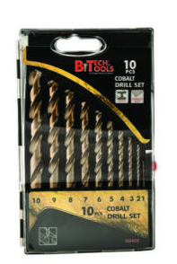 סט 10 מקדחי b-techtools 0504055 PRO M35 HSS COBALT 