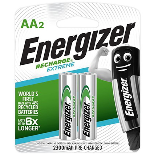 זוג סוללות נטענות Energizer Recharge Extreme AA Pack 2300 mAh