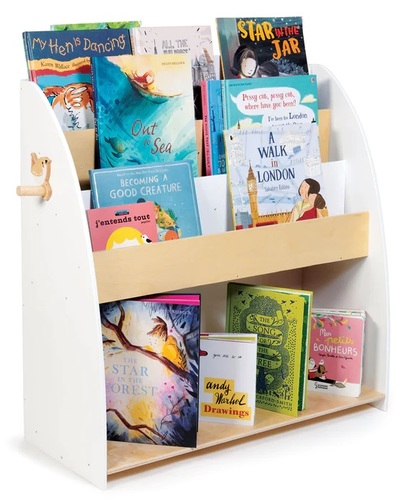 כוננית מעוצבת מעץ מלא 3 מדפים + מדף צעצועים - יער