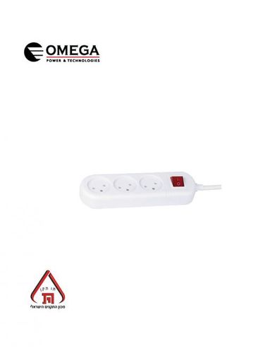 רב שקע כולל מפסק - 3 שקעים OM-Q-03K-3M