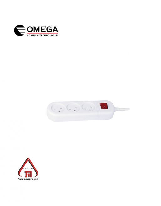 רב שקע כולל מפסק - 3 שקעים OM-Q-03K-3M