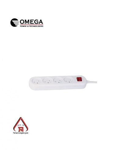 רב שקע כולל מפסק - 4 שקעים OM-Q-04K-1M