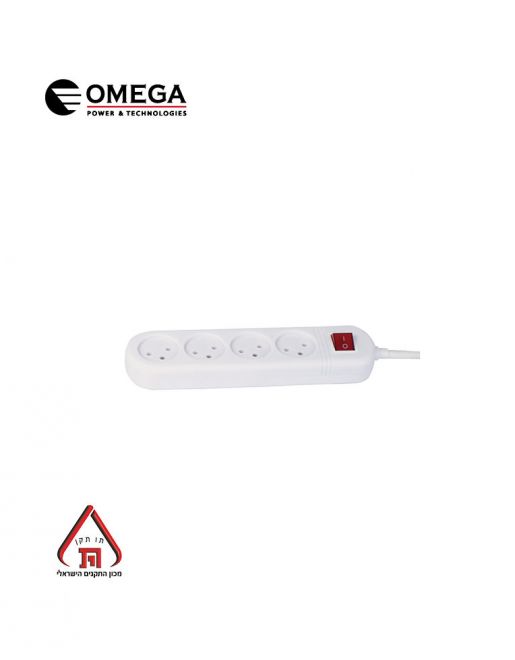 רב שקע כולל מפסק - 4 שקעים OM-Q-04K-1M
