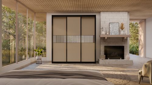 ארון הזזה 3 דלתות דגם EL260-12 + מראות- מסגרת שחורה