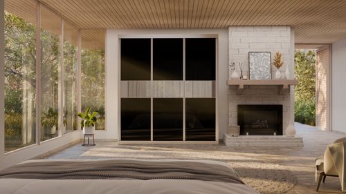 ארון הזזה 3 דלתות דגם EL260-37 + מראות וזכוכית - מסגרת אלומניום כסופה