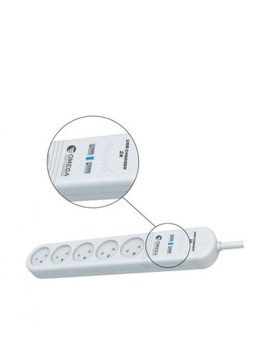 רב שקע ומטען 2xUSB מטר 1 QG05-2A