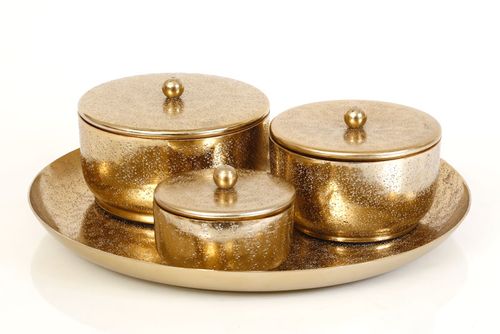 סט מגש + שלושה קופסאות BRASS