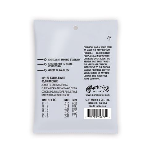סט מיתרים 010 לאקוסטית Martin MA170S Marquis 80/20 Bronze Authentic Silked