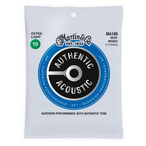 סט מיתרים 12 מיתרים 0.10 לאקוסטית Martin MA180 AUTHENTIC SP