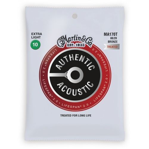 סט מיתרים 0.10 לגיטרה אקוסטית Martin Authentic Lifespan MA170T