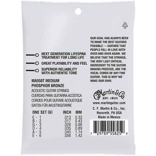 סט מיתרים 0.13 לאקוסטית Martin MA550T Lifespan Treated Phosphor Bronze