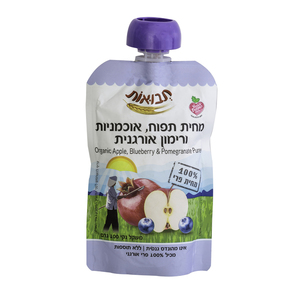 מחית תפוח, אוכמניות ורימון אורגני תבואות 100 גר