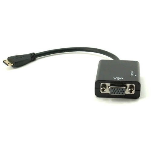 מתאם MINI HDMI (זכר) ל- VGA (נקבה) + חיבור אודיו- Gold Touch.