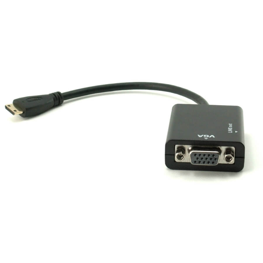 מתאם MINI HDMI (זכר) ל- VGA (נקבה) + חיבור אודיו- Gold Touch.