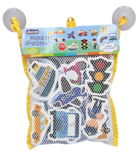 סט 17 מדבקות אמבטיה / דמויות למשחק + שק רשת נדבק - כלי תחבורה 2