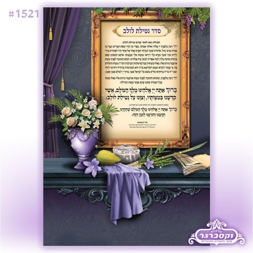 שלט בד קטן - סדר נטילת לולב - גודל 100/70